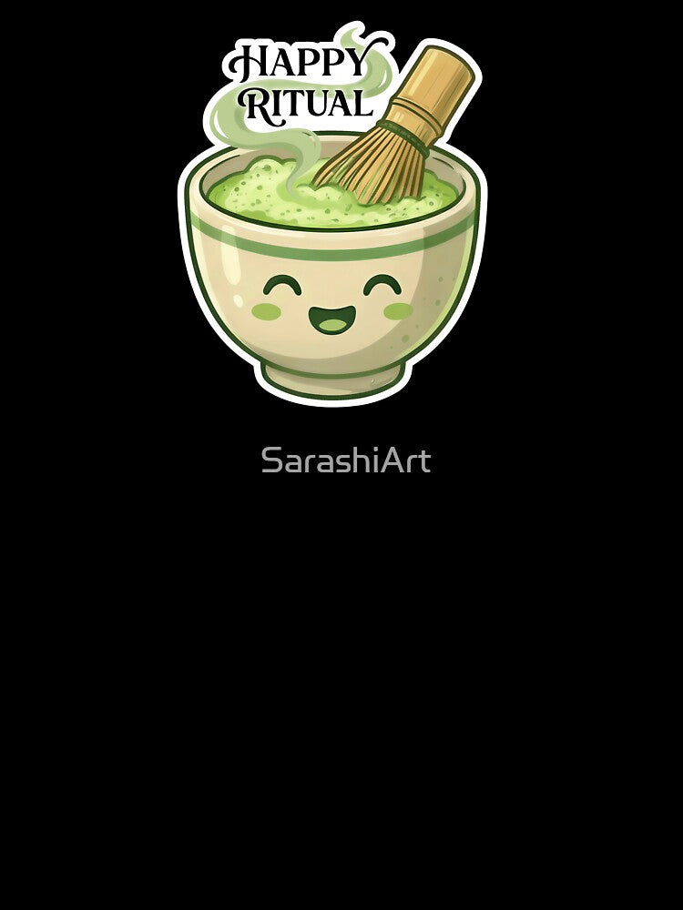 Happy MATCHA Ritual Cute Japanese Green Tea Bowl by SarashiArt