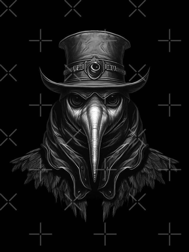 Plague Doctor Mask Dark Gothic Black and White Art by inkoutninja