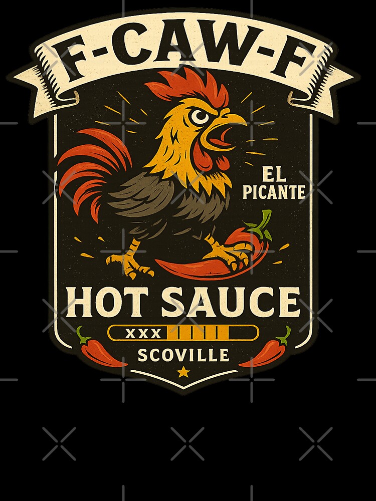Retro Rooster Hot Sauce Emblem F-CAW-F by Derpy Lab