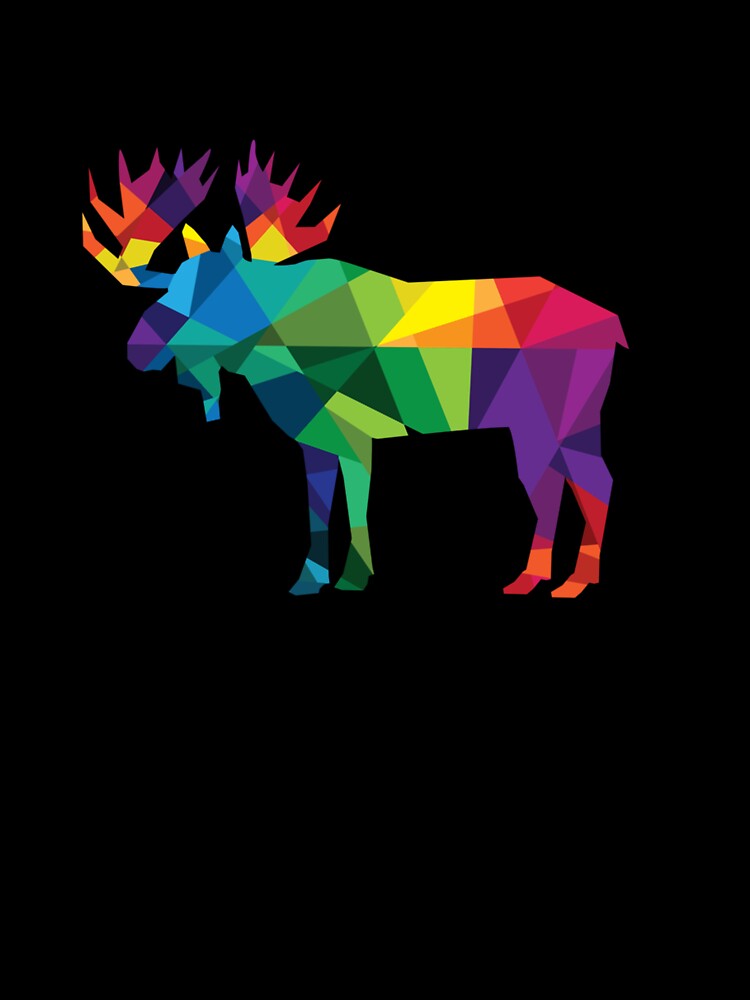 Moose colorful low poly art HUNTING theme- hunters gift by taaddison50