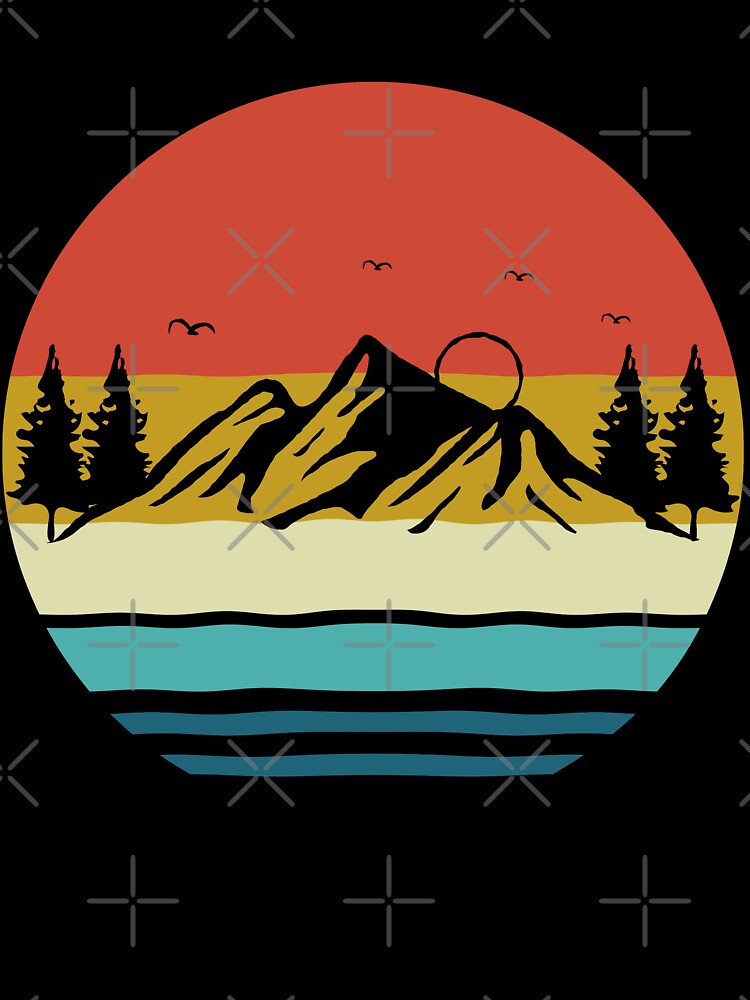 Camping - Vintage Retro Mountains and Trees - Outdoors Nature Lover - Hiking Shirt Gift by HappyTees Lab