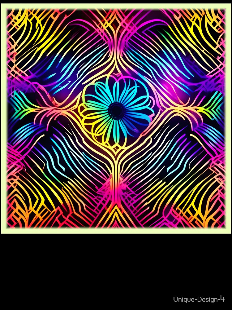 Psychedelic Neon Lines with Flower Art by Health And Fitness Posts e-Store