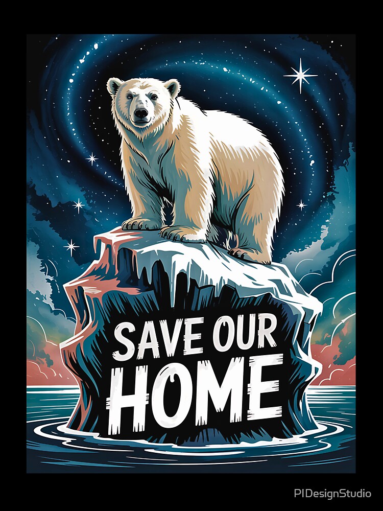 Save Our Home Polar Bear Art Print - Eco-Friendly Wildlife Decor by pnidesign