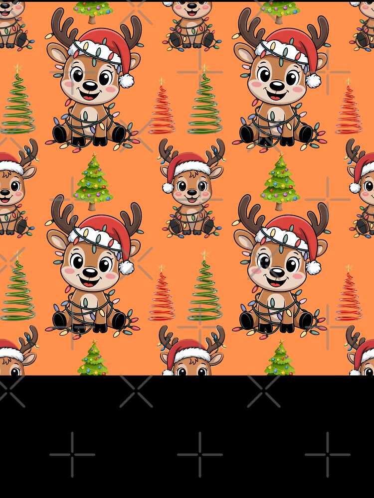 Adorable Reindeer Wrapped in Christmas Lights Pattern by Grang Art Artistic Designs