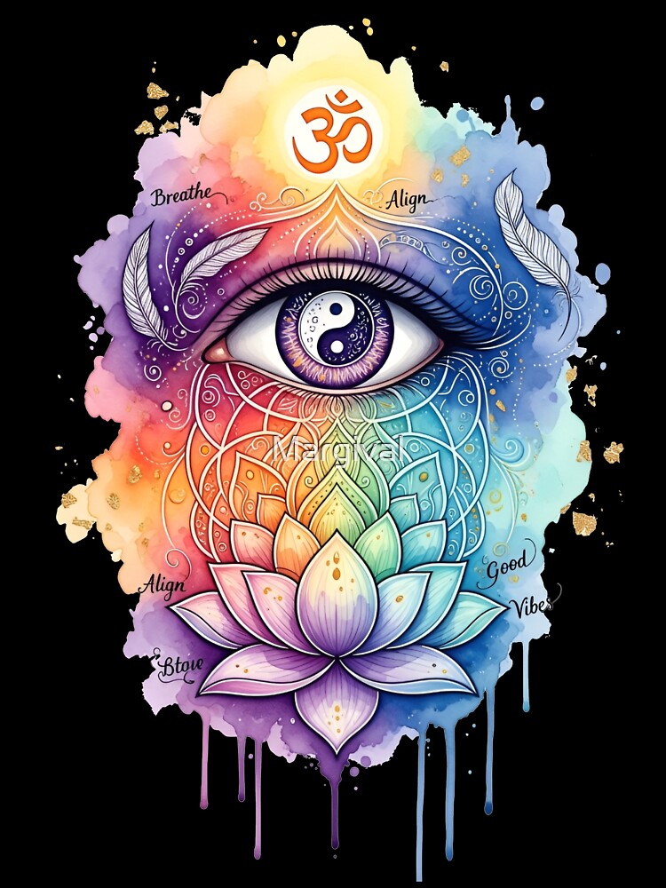 Mystic Eye & Lotus – Rainbow Chakra Spiritual Art by Margival