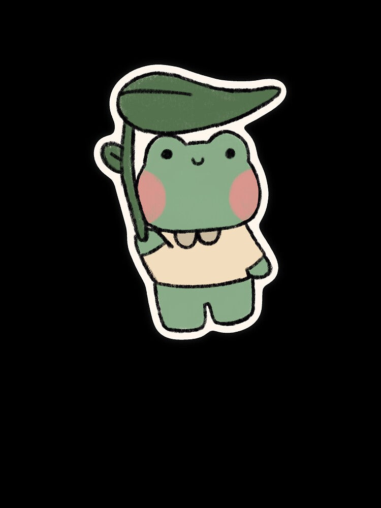 Cute Froggie with Leaf by cozyfrogstudios