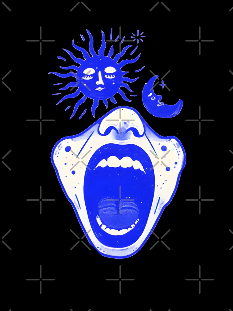 Yawning mouth with celestial moon and sun by Newrealis