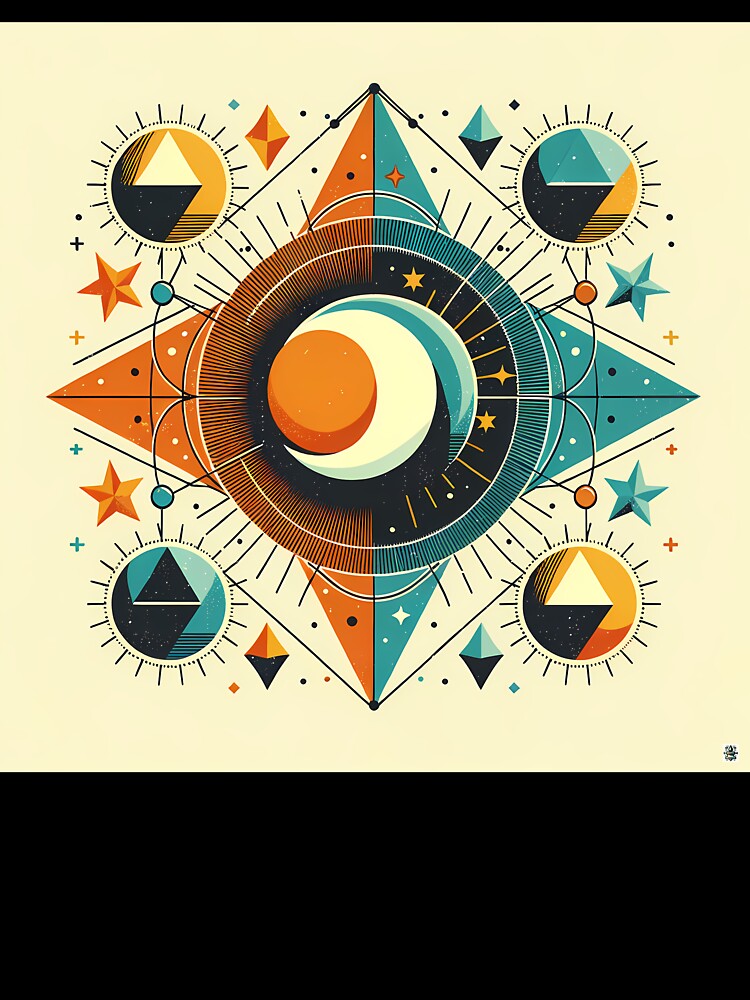 Geometric Sun and Moon Celestial Mandala by InkSmithery