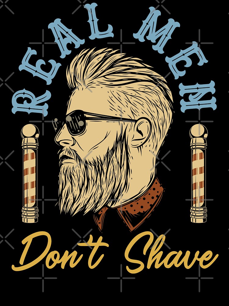 Real Men Don't Shave Barber Vintage Barbershop Retro Illustration by MemphisCenter