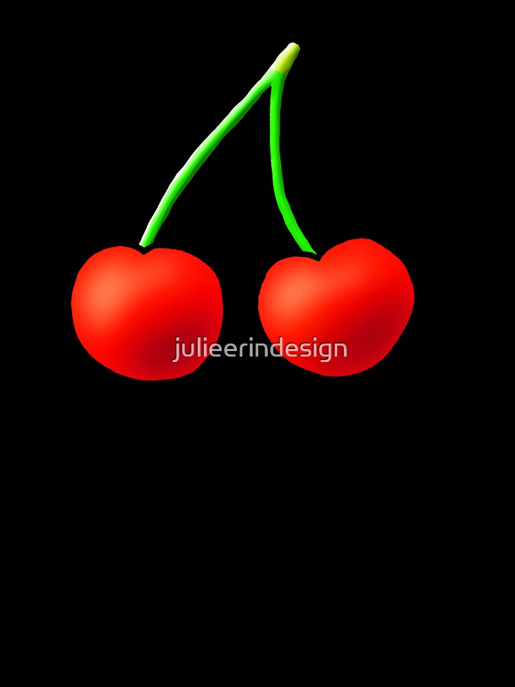 Red Cherry Pattern White by Julie Erin Designs