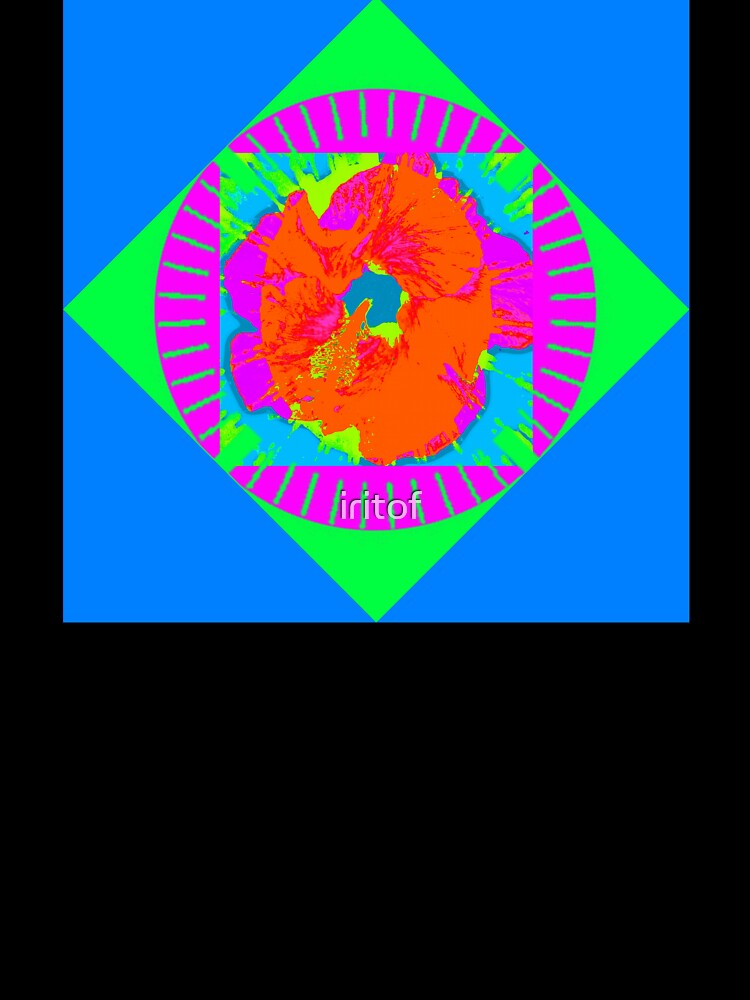 Whimsical neon colors Orange abstract flower design by Iritof by iritof