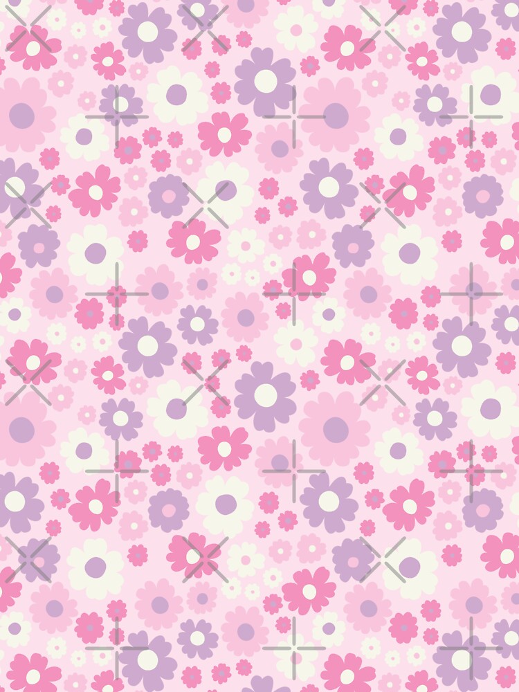 GROOVY RETRO FLOWER POWER GIRLY 70S AND 60S STYLE PASTEL PINK by blomastudios