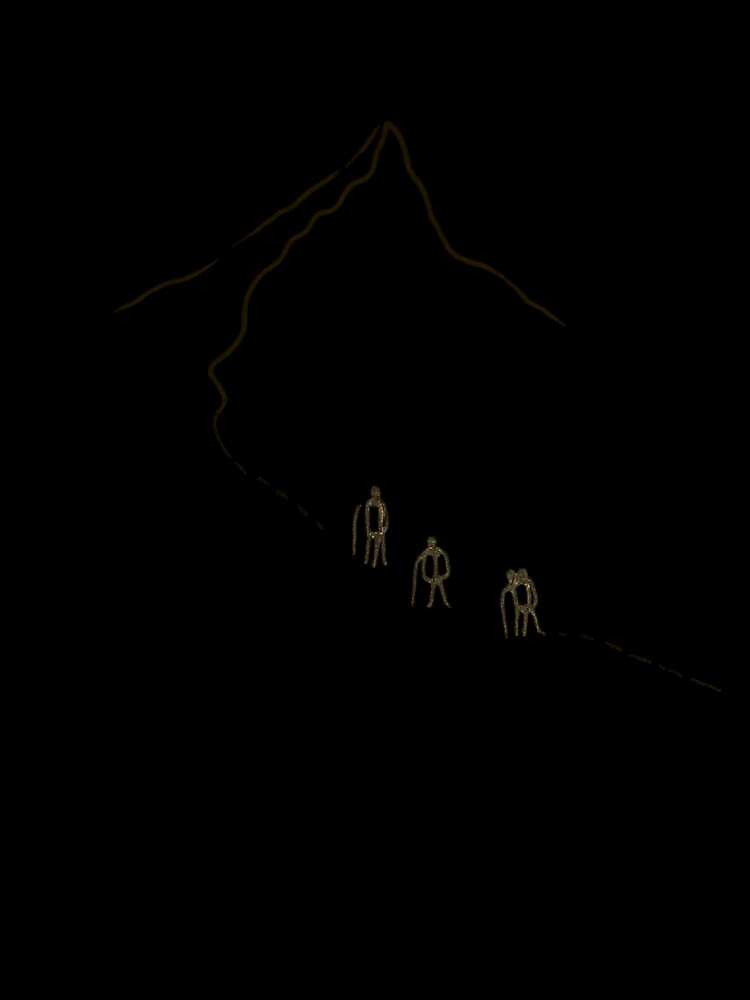 Minimalist Hikers Climbing Mountain Line Drawing by Wandertrace