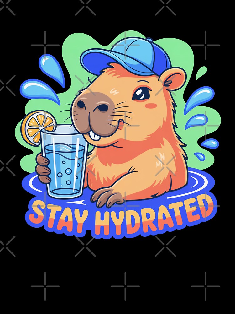 Stay Hydrated Funny Capybara Cartoon by MonkiFlipp