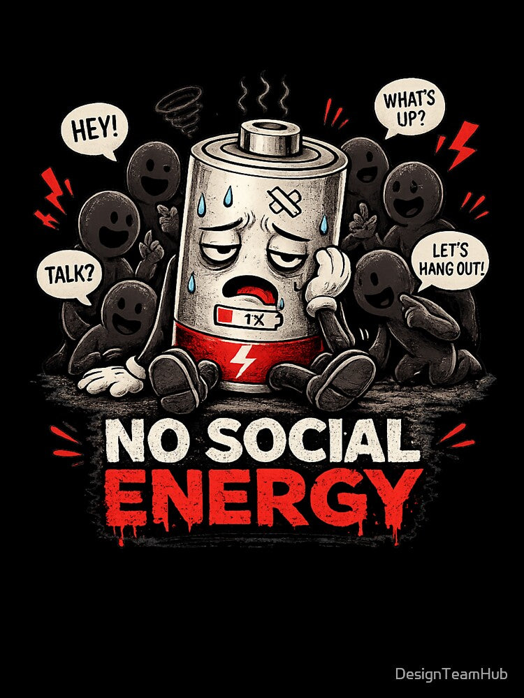 No Social Energy Shirt – Introvert Mood Tee by DesignTeamHub