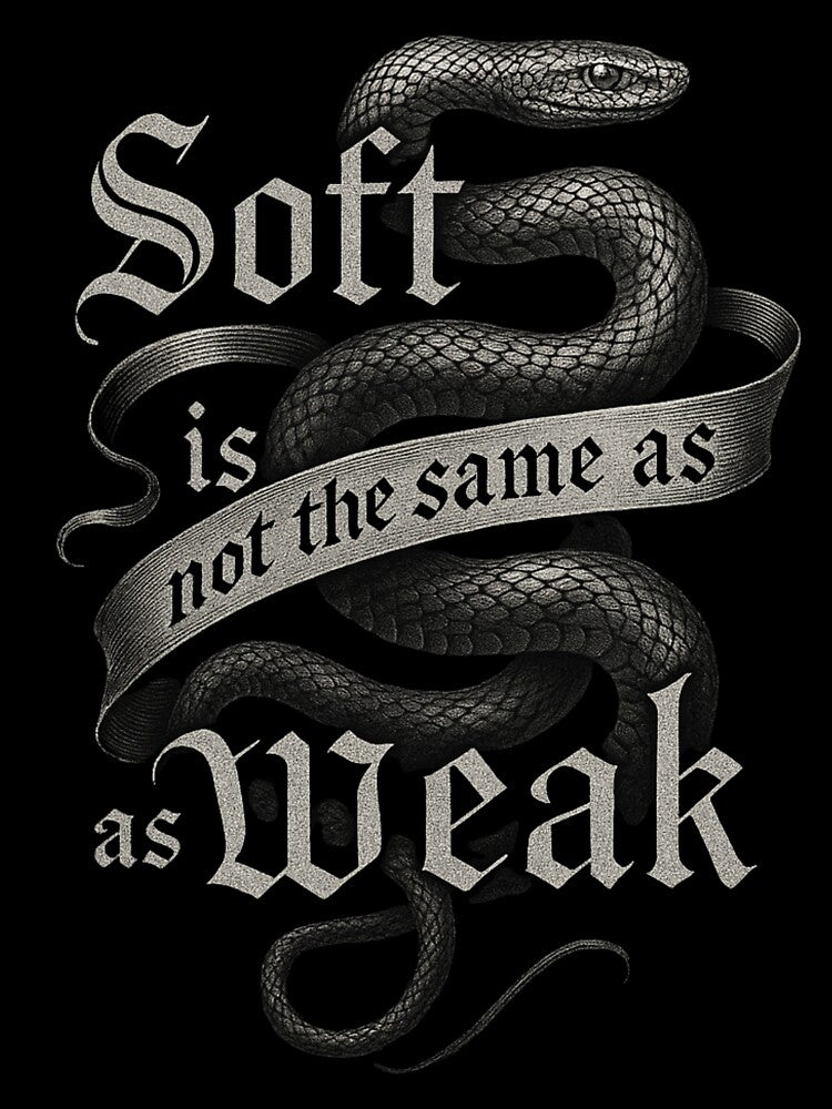 Soft Is Not Weak – Gothic Snake Empowerment Design by Mouraludia