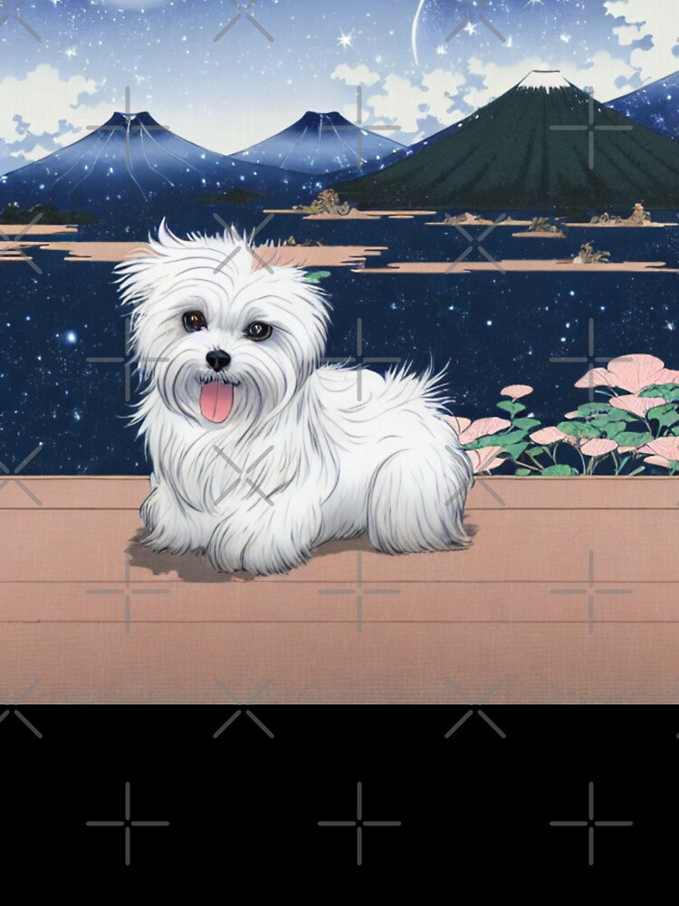 Cute Shih Tzu Maltese Dog Puppy at Japanese Mounts of Fuji by FociCreate