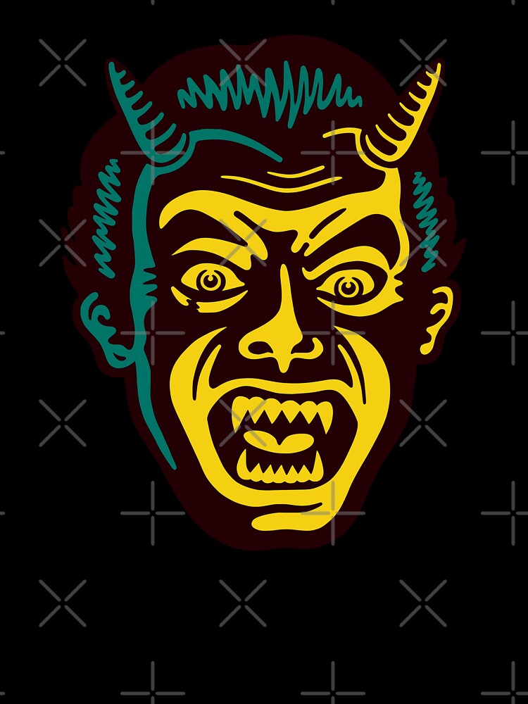 Vintage creepy, scary, horror, spooky, monster, devil face halloween by artomazo