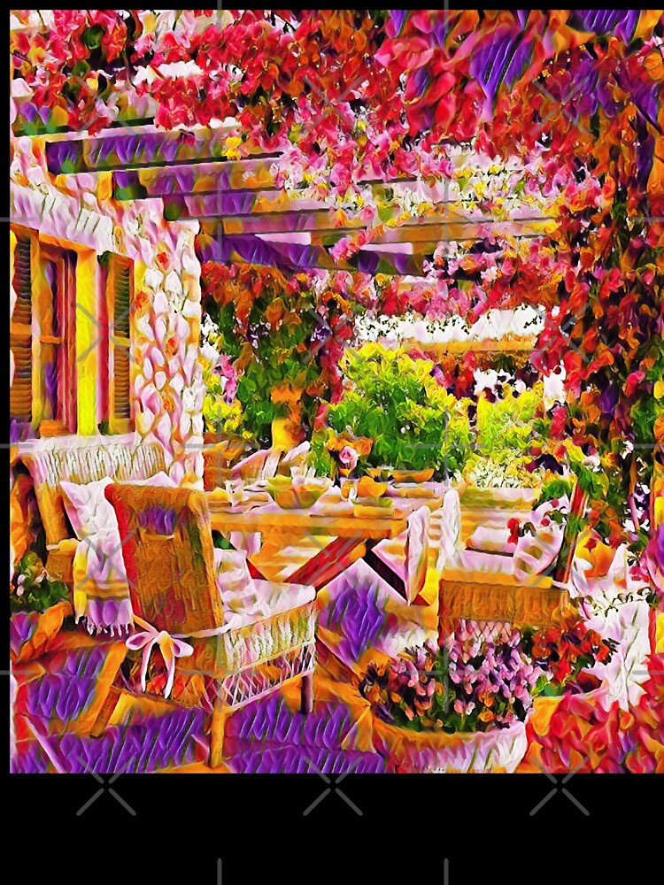 GALATHI Outside Patio surrounded by flowers Pink - Flowers by Galathi Designs