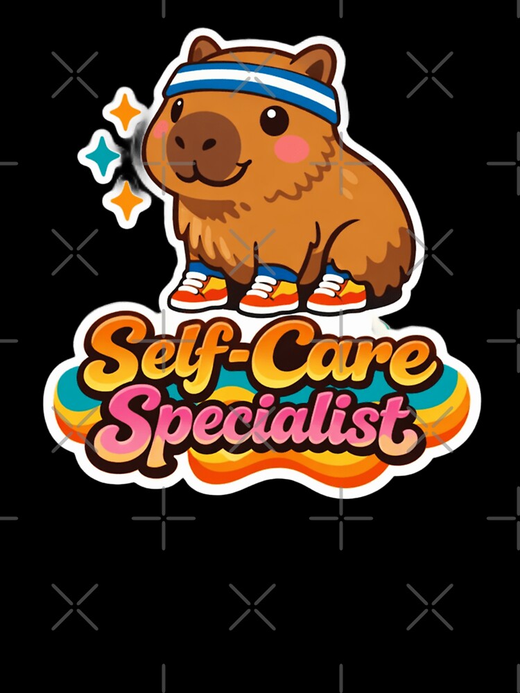 Retro Groovy Capybara Self-Care Specialist Illustration by craftedd