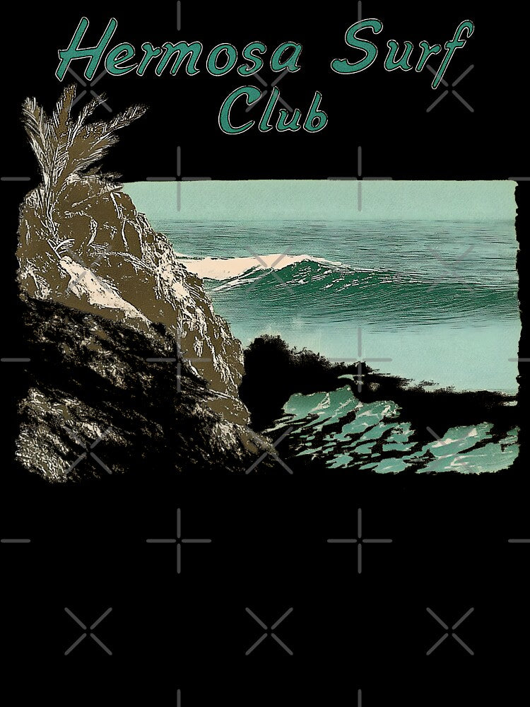 Hermosa Surf Club - Vintage Coastal California Hermosa Beach Surf Design with Cliffs, Ocean, and Palm Trees by YardWest
