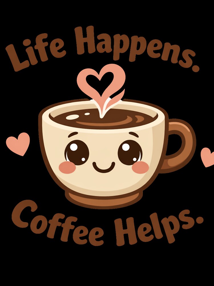 Life Happens Coffee Helps – Funny Coffee Lover Motivational Humor Design by rushaib