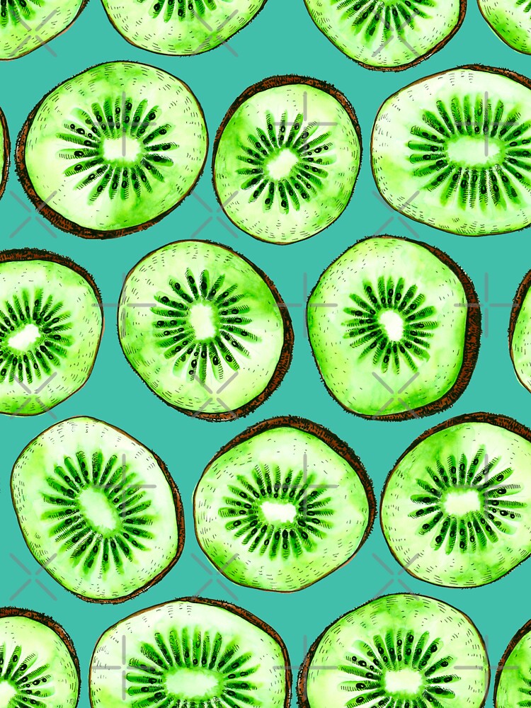 Kiwi slices on turquoise by Katerina Mitkova Kirilova
