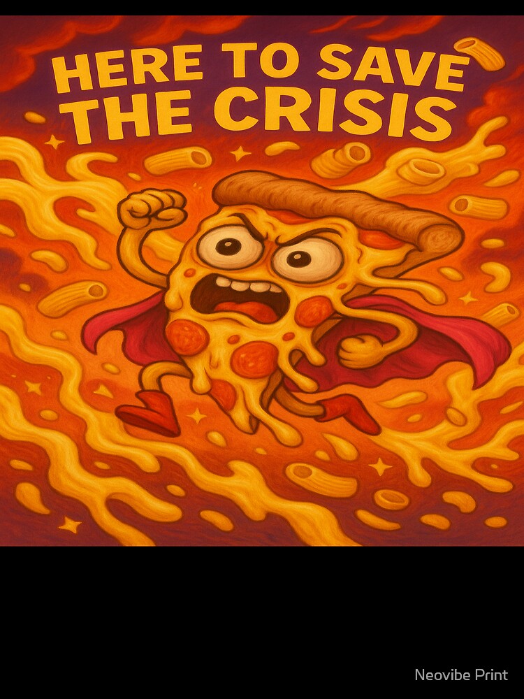 Here to Save the Crisis – Heroic Pizza Warrior by Neovibe Print
