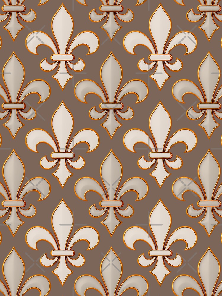 Neutral Earth Tone Fleur-de-lis Royal Design by PatternTitan