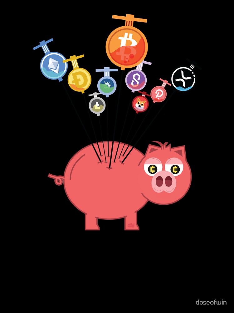 Crypto Shot Piggy Bank Injection Cryptocurrency IV Infusion Vaccine Bitcoin XRP Dogecoin Litecoin Shib Inu by doseofwin