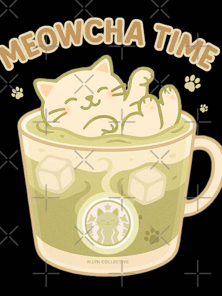 Meowcha Time – Relaxing Cat in Iced Matcha by MLynCollective