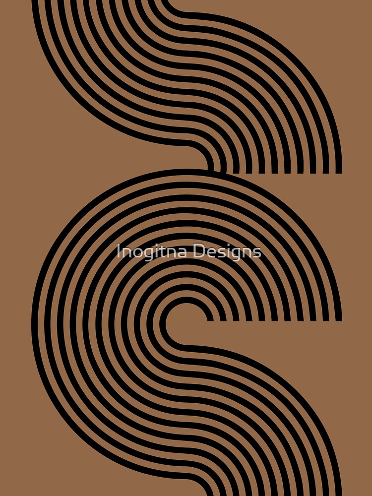 Zen Brown Retro Mid Century Line Pattern by Inogitna Designs