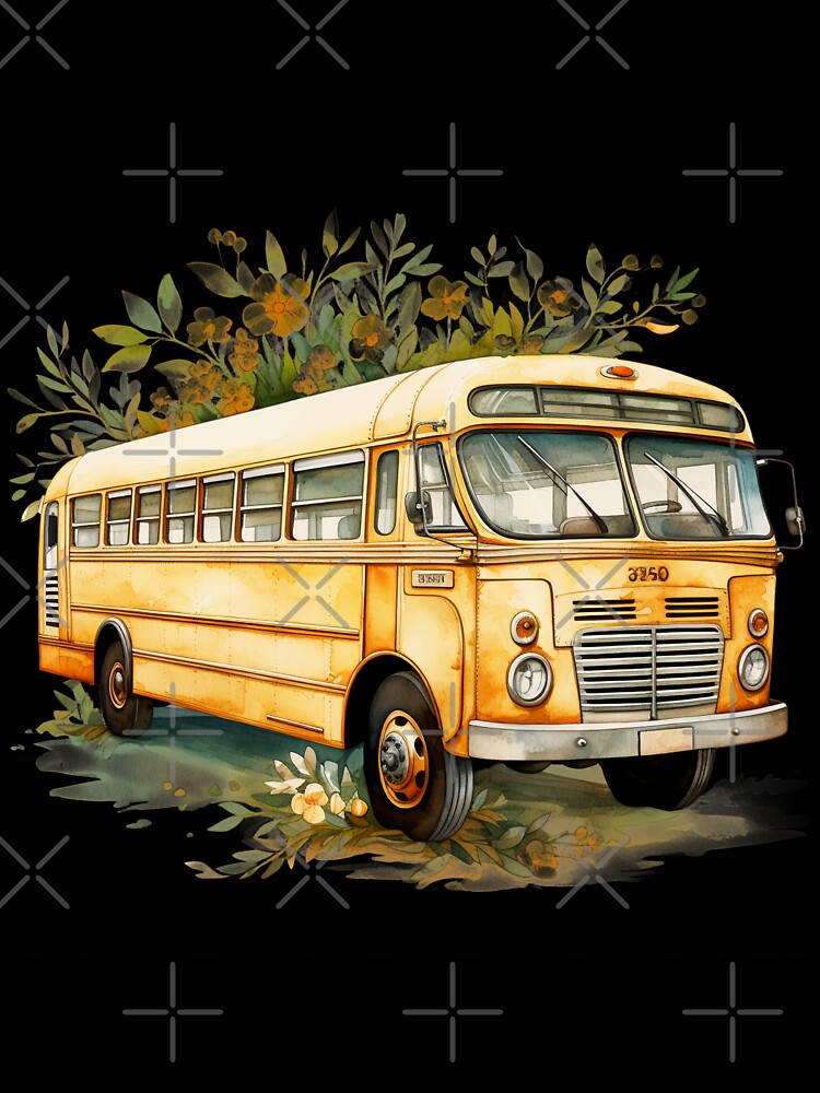 Watercolor floral school bus. by PawsandPages