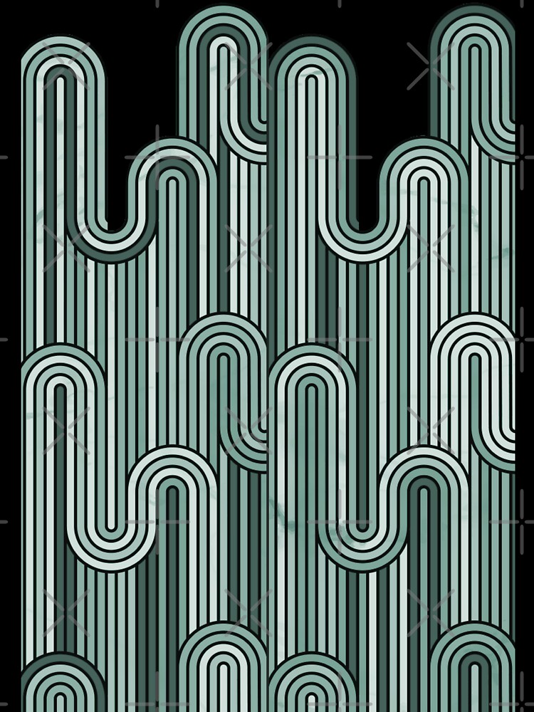 Retro Wavy Stripes - Sage Green by SilverPegasus
