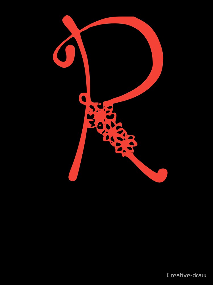 Floral Initial monogram R by Creative-draw