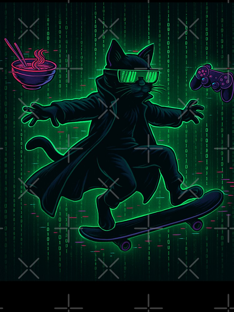 Meowtrix Reloaded – Glitch Cat in a Matrix-Inspired Cyber Aesthetic by NullandPrinted