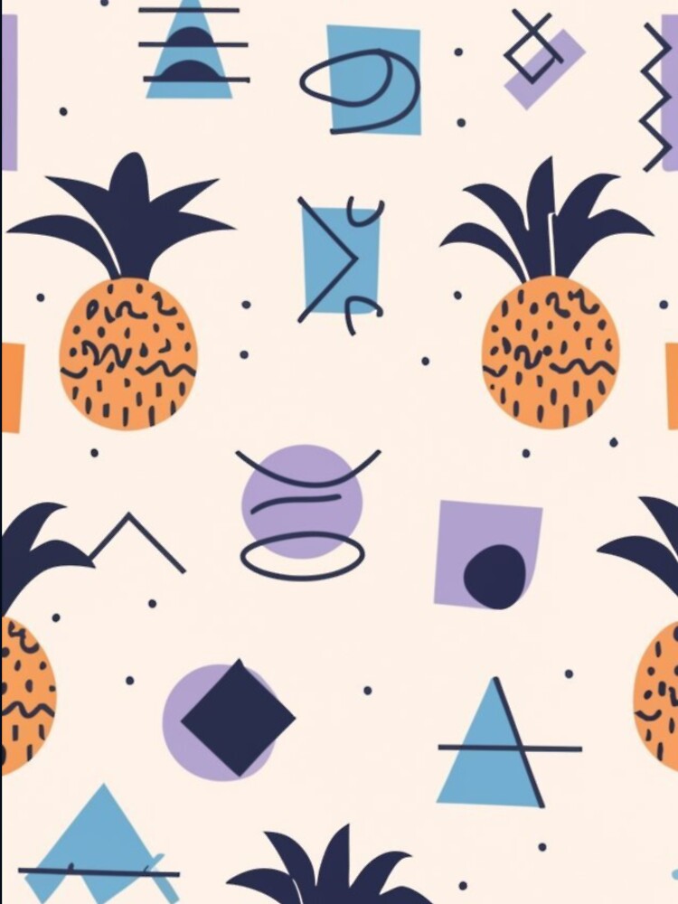 Memphis Style Fruit and Abstract Geometric 80's Retro Art by CraftedRealm