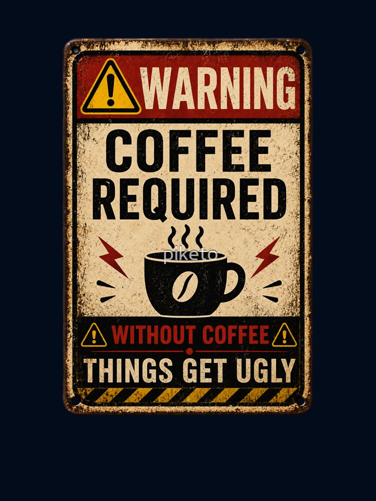 Coffee Required Warning Sign | Funny Coffee Lover Vintage Design by piketo
