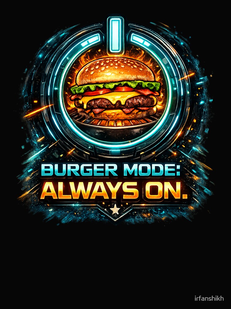 Burger Mode Always On: Neon Tech Cyberpunk Gaming Lifestyle by irfanshikh