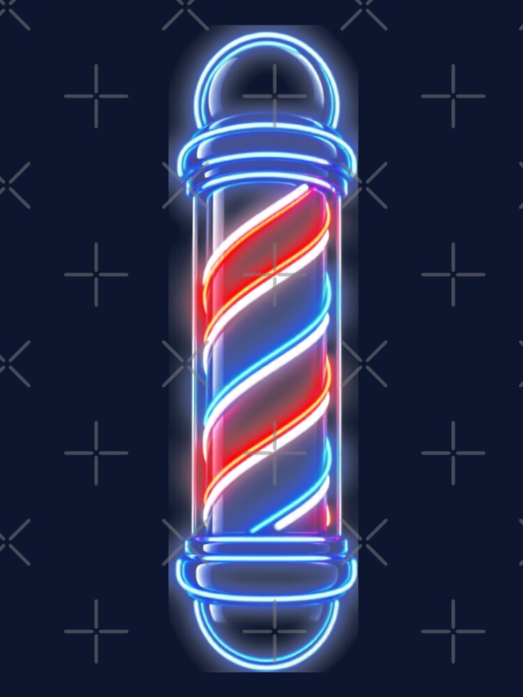Glowing Neon Barber Pole Retro Vintage Design by Barber MD Culture