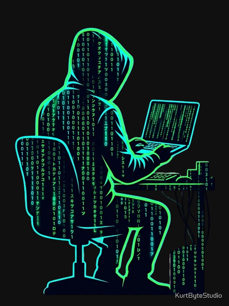 Code Rain Hacker Matrix Style Shirt by KurtByteStudio