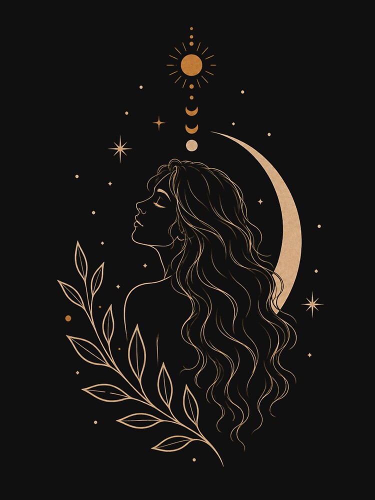 Boho Moon Goddess on Black by MySthore