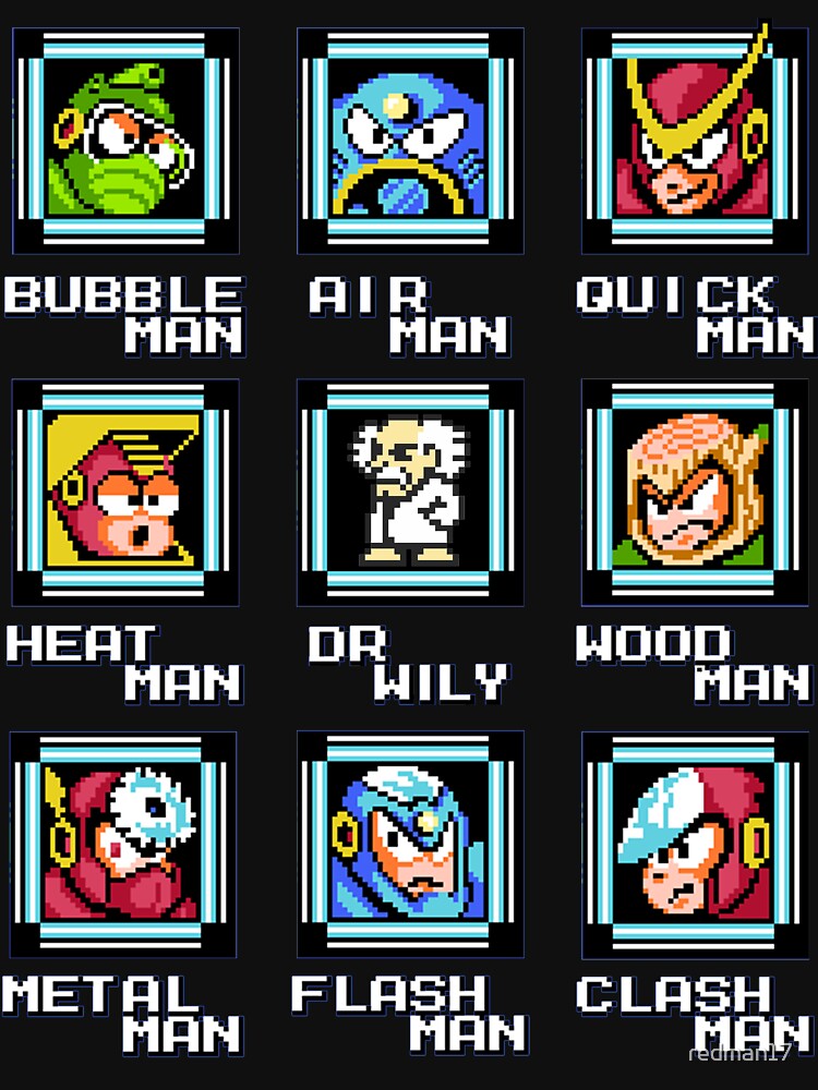 NES Retro Video Game Mega Man Bosses - Duvet, shirt, mug, sweater by redman17
