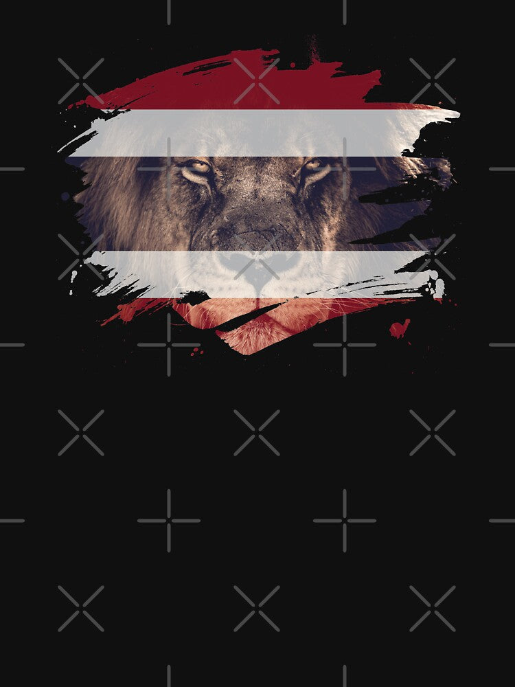 Thailand Flag & African Lion Picture   Thai Pride T Shirt by ockshirts