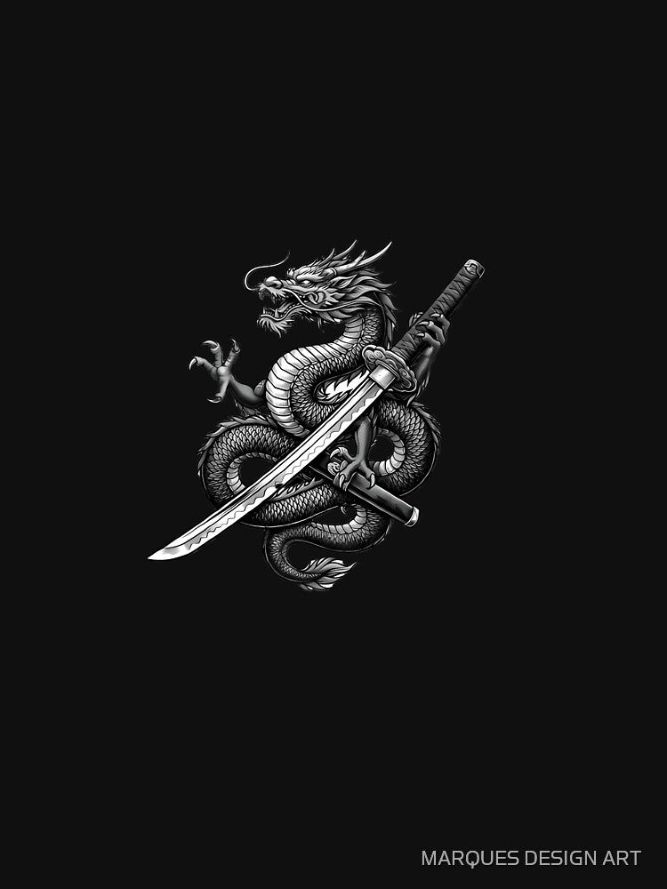 Imperial Dragon with Katana - Japanese Warrior Art by MARQUES DESIGN ART
