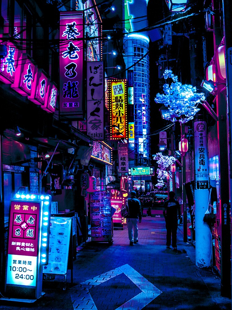 Blue Tokyo Alleys by Neondreamscapes