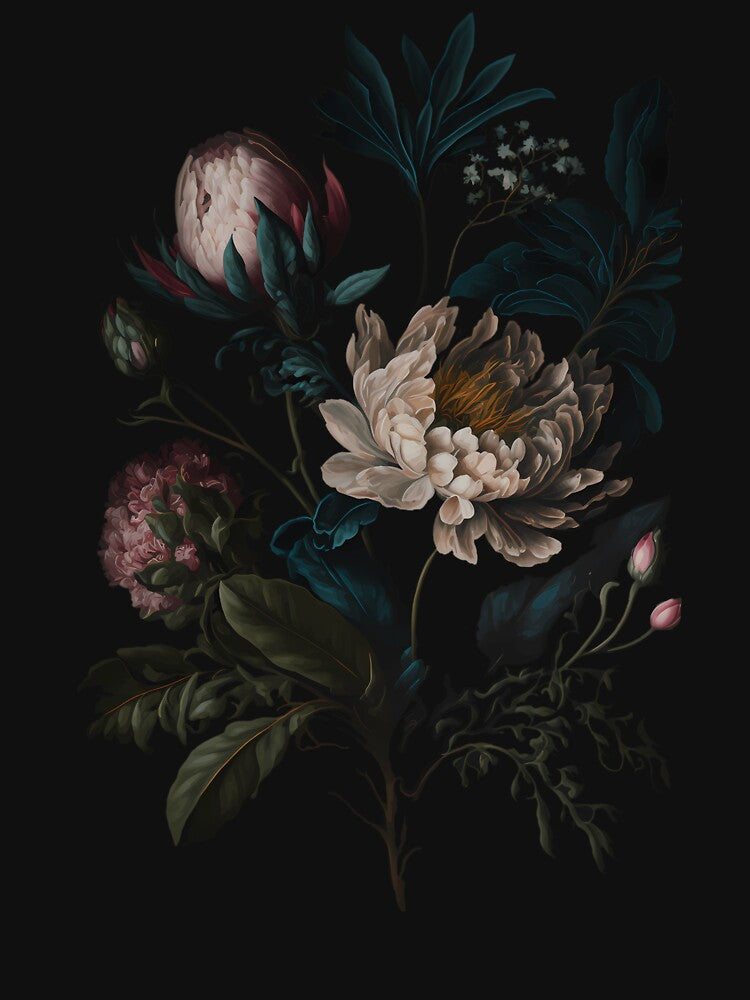 Dark Academia Peony Botanical by ArtShopScaly