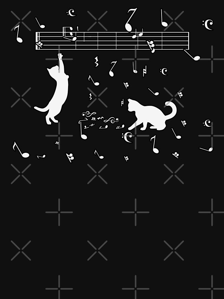 White cats and musical notes by Artbellachi