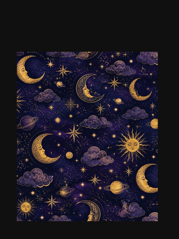 Celestial Moon & Stars Pattern | Mystical Night Sky by DesignsByTaara