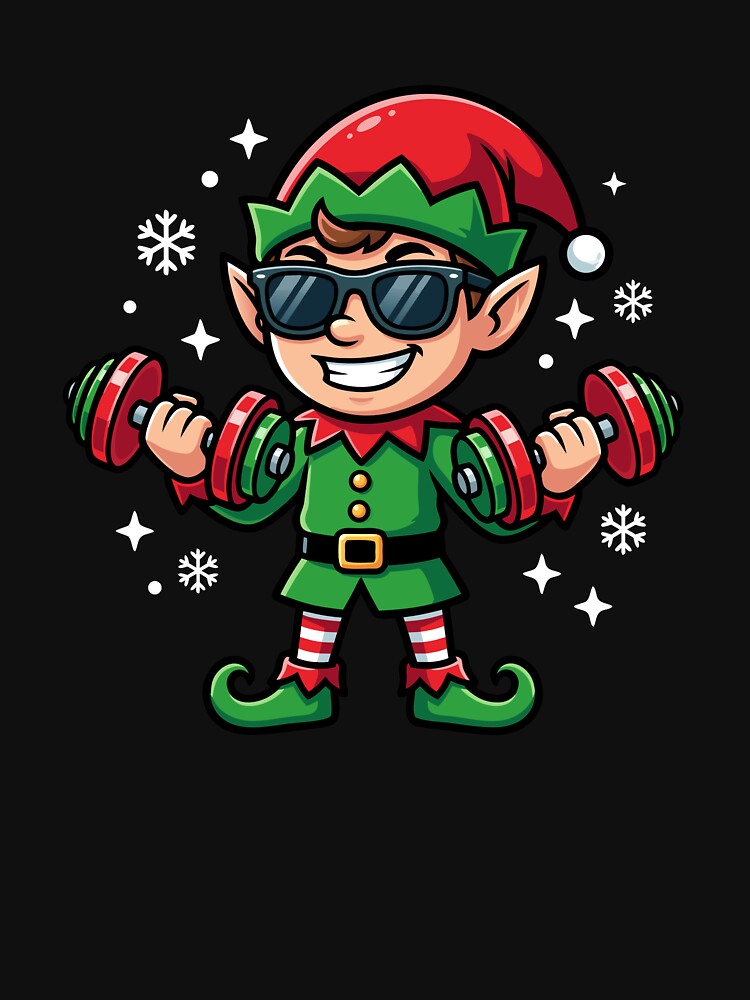 Christmas Elf Weightlifter Gym Men's Funny Workout Gear by DynamicDesign